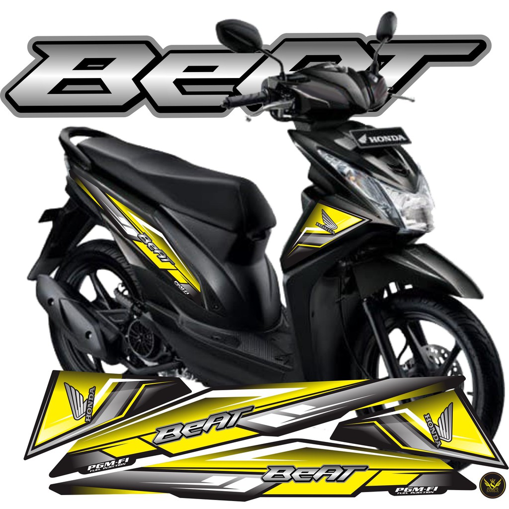COD STRIPING BEAT FI TAHUN 2014-2016 MOTOR HONDA BEAT FI STICKER STRIPING VARIASI RACING KUNING VARI