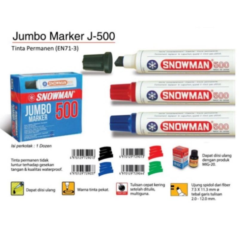 Spidol Snowman Jumbo J-500 Permanen