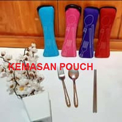 STAINLESS sendok garpu sumpit set alat makan