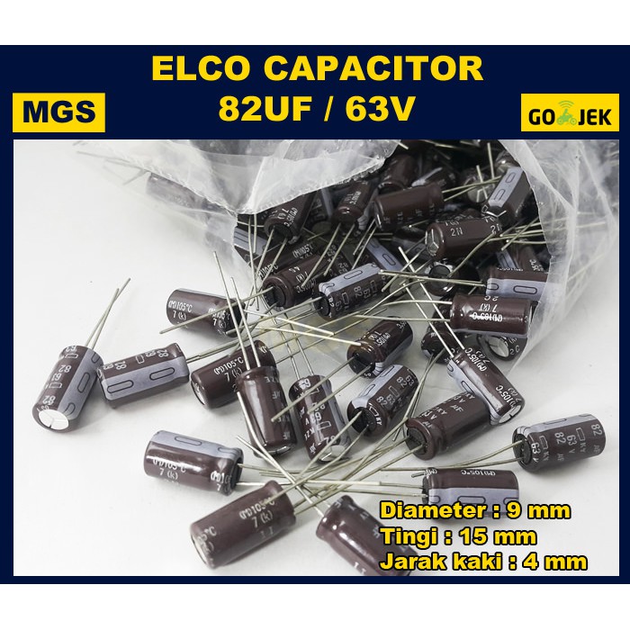 100Pcs Elco 82uf 63v