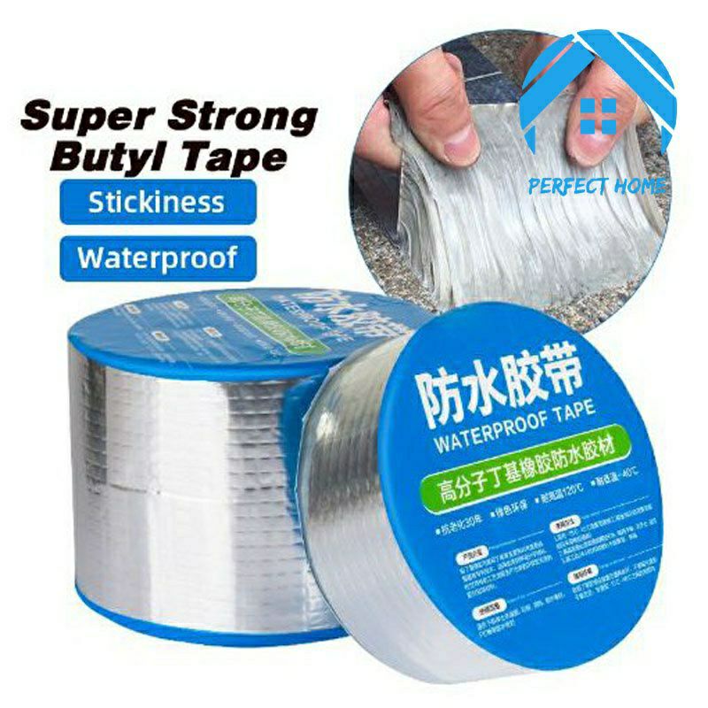 (5×5meter) Lakban Anti Bocor Lem Anti Air Aluminium Foil Butyl Super Waterproof Tape Tambal