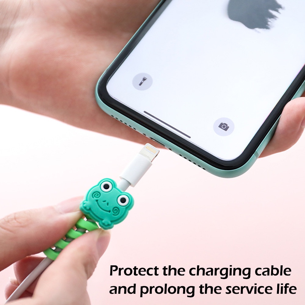 1pc Cover Pelindung Kabel Charger Bentuk Spiral Bahan Silikon Untuk Handphone