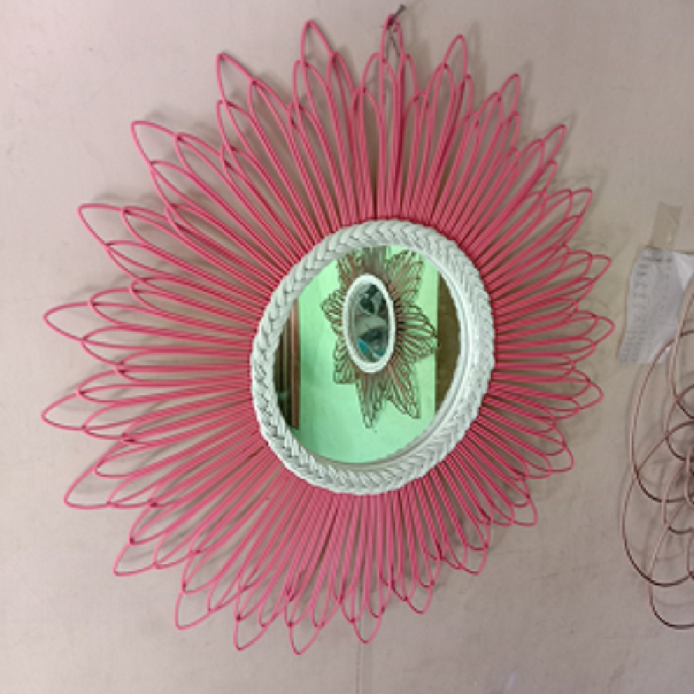 CERMIN Dinding hias cermin gantung cermin matahari cermin hias dinding minimalis cermin unik Rotan-pink