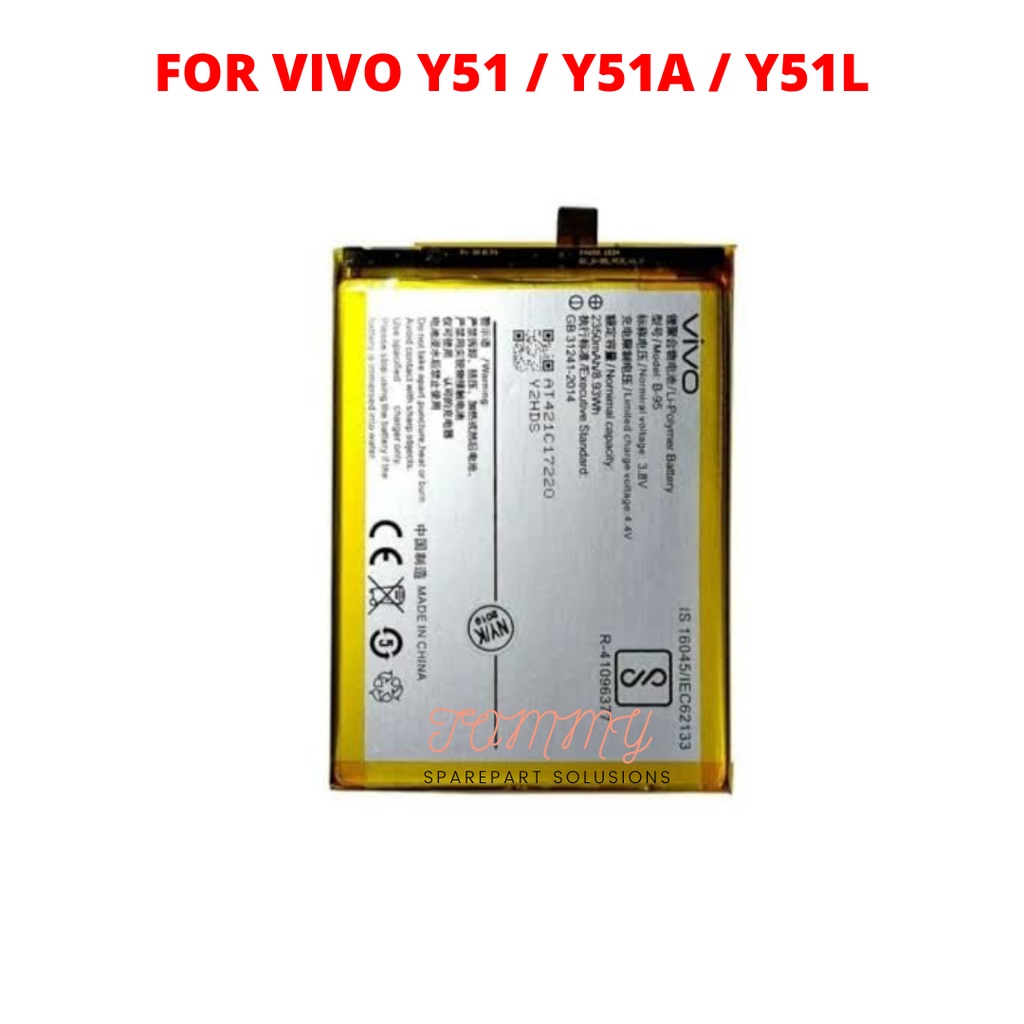 BATERAI / BATRE VIVO Y51 / Y51A / Y51L KUALITAS ORIGINAL