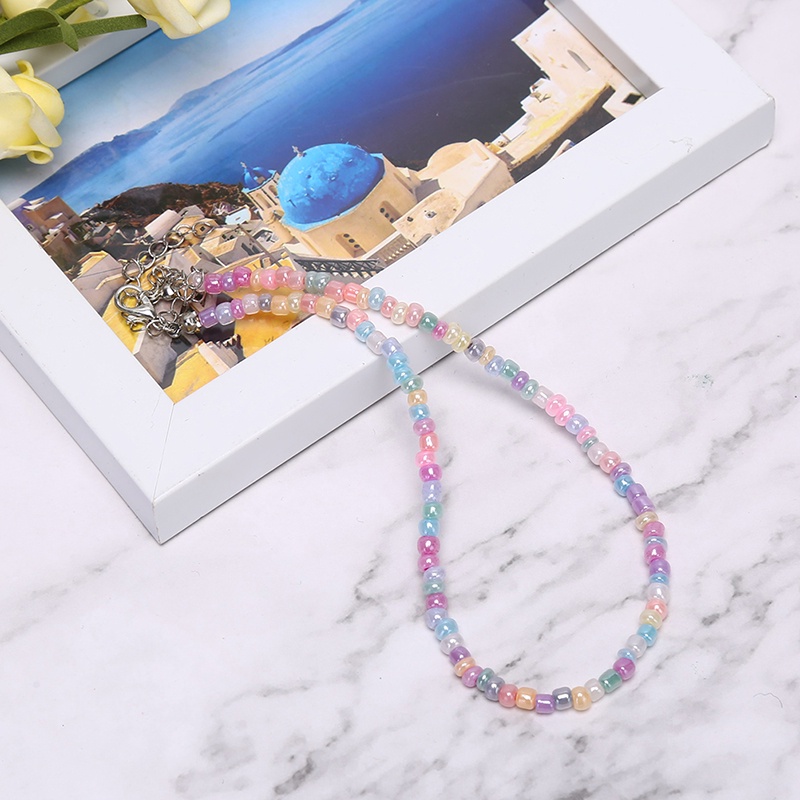 Kalung Choker Rantai Manik-Manik Warna-Warni Gaya Boho