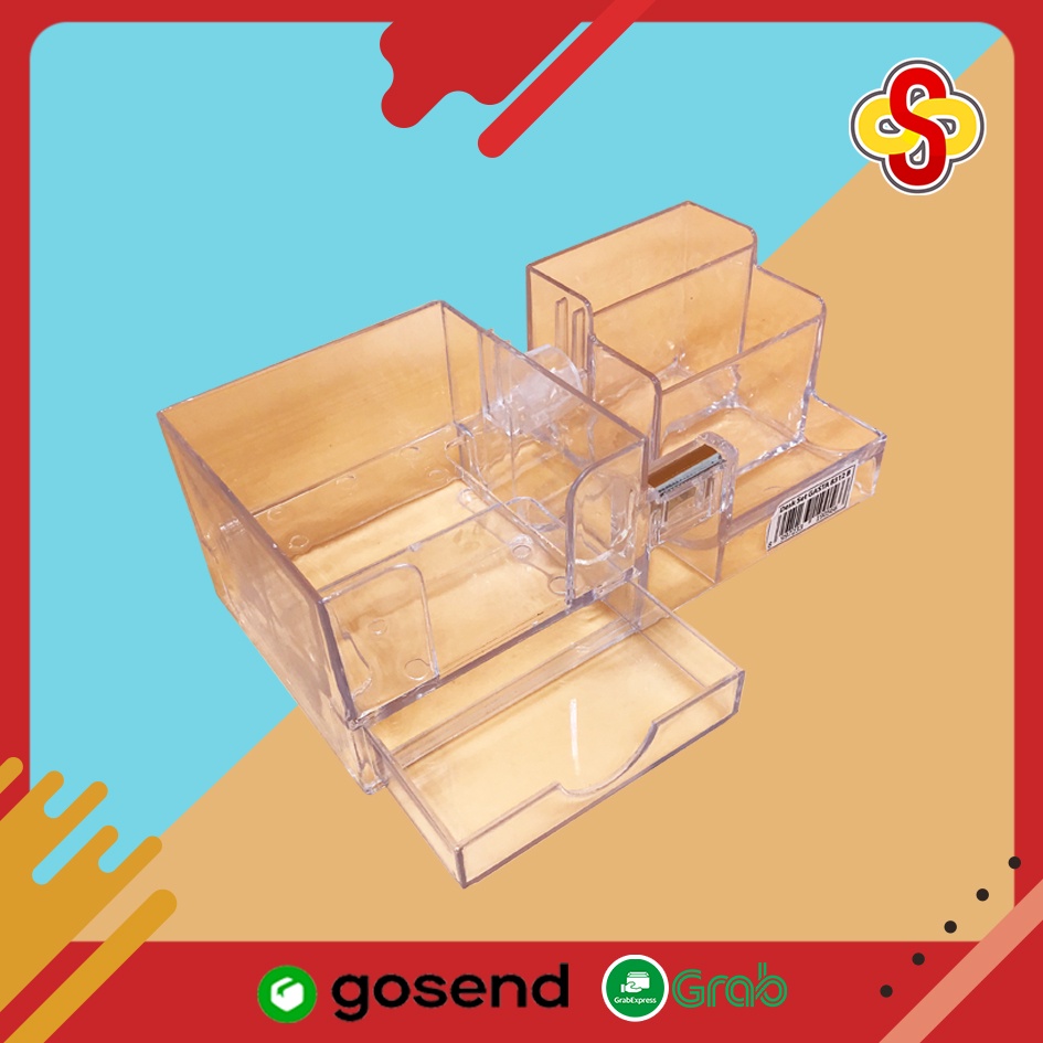 Tempat Alat Tulis / Desk Set Bening Akrilik Microtop 8312 B