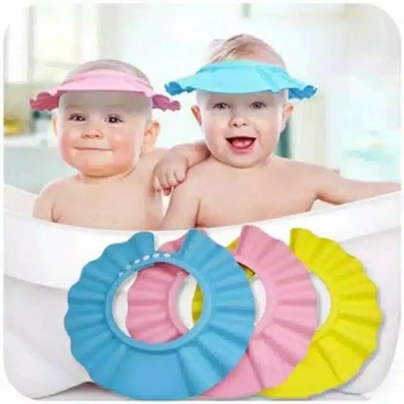 Topi Keramas Bayi Topi Keramas Anak Model Kancing Adjustable Shower Cap Topi Pelindung Mata Telinga
