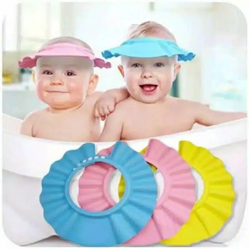 Topi Keramas Bayi Topi Keramas Anak Model Kancing Adjustable Shower Cap Topi Pelindung Mata Telinga