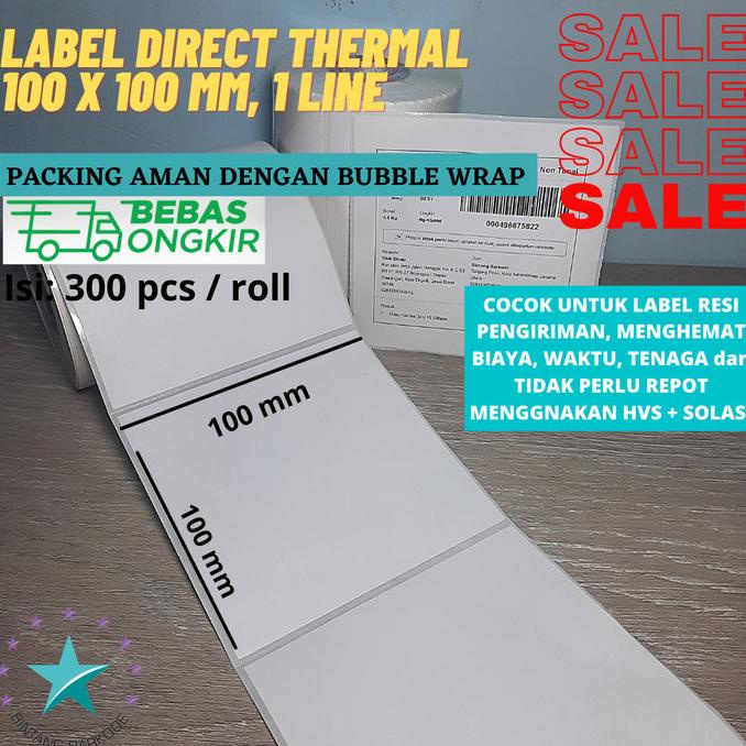

LABEL BARCODE 100 X 100 mm KERTAS STICKER DIRECT THERMAL 100x100 300pc Star Seller Termurah