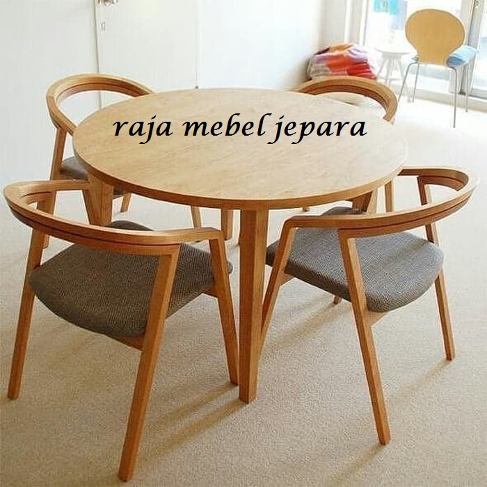 meja makan bundar minimalis jati, mebel jepara