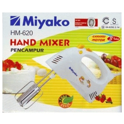 Miyako HM-620 Pencampur - Hand Mixer tanpa Mangkok - 2 Beaters untuk Telur & Krimer - Dua Dough Hook