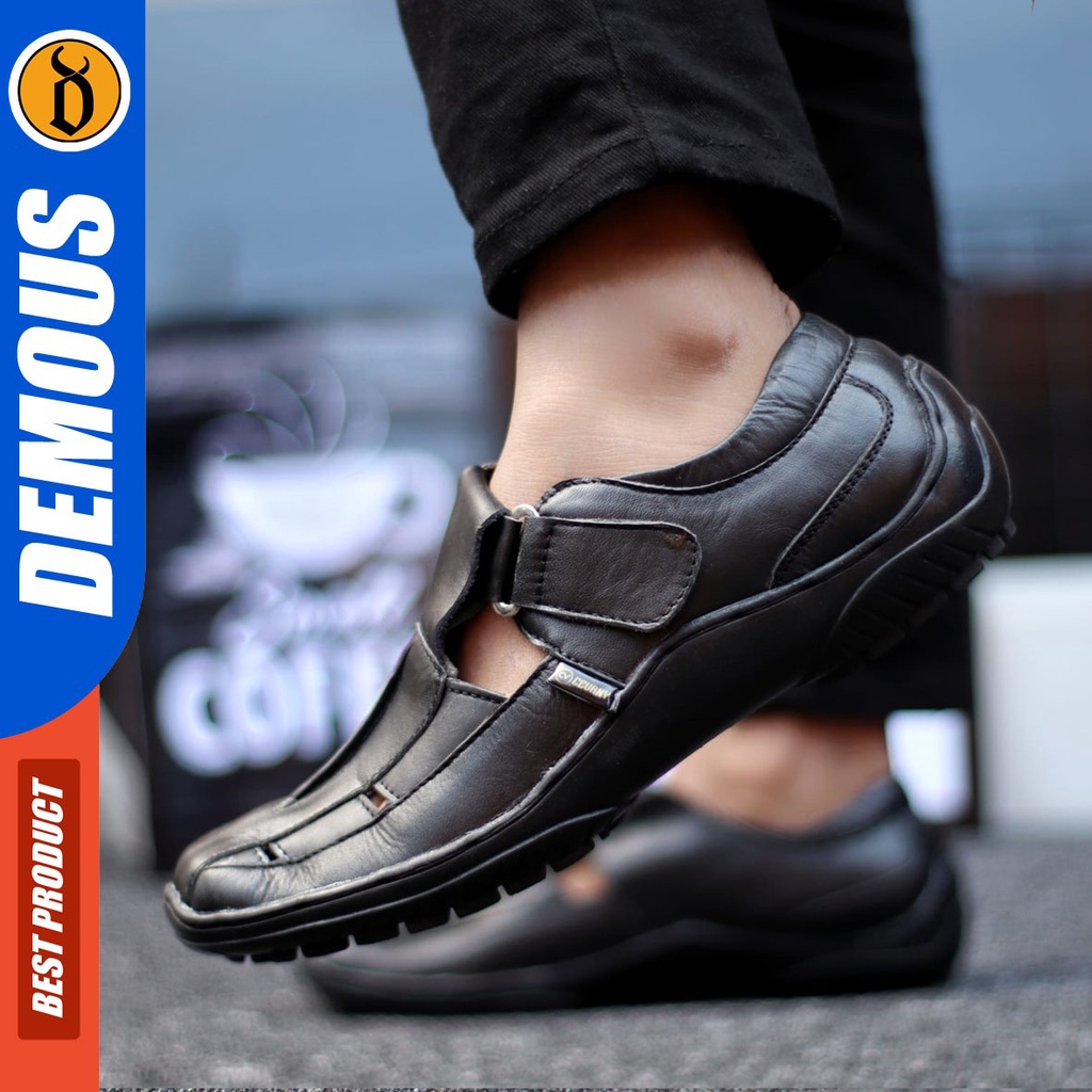 DEMOUS Drakke - Sepatu Slip On Pria Casual Kulit Asli