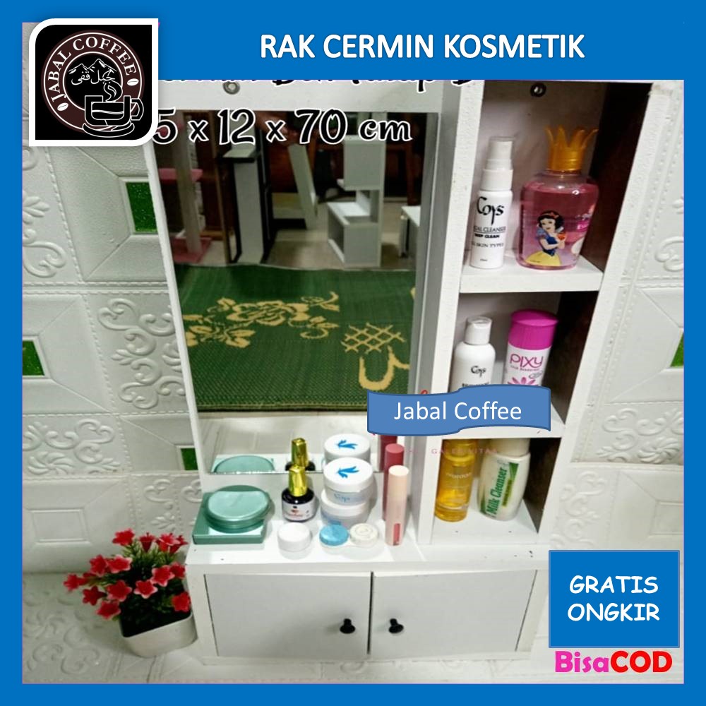 Rak Kaca Kosmetik / Rak Gantung Kosmetik / Rak Make Up Kaca Kode D