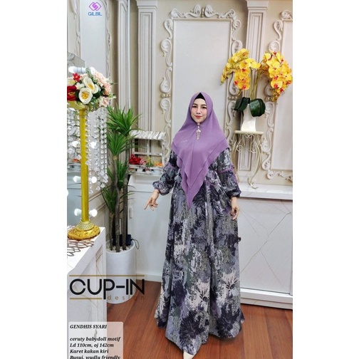 GENDHIS- GAMIS SYARI MOTIF ORI BRAND CUP-IN DESIGN