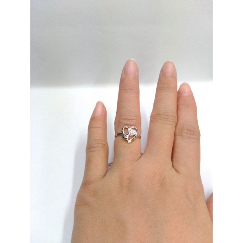 Cincin emas putih kadar 375 model love double ring 13