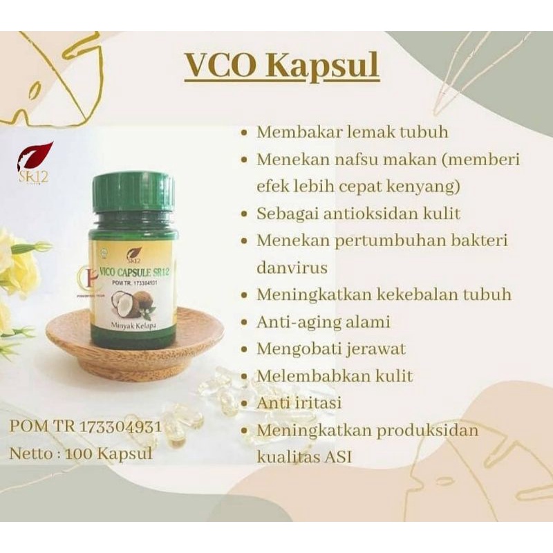 Minyak Kelapa Murni - VCO Kapsul SR12 100 Kapsul - Multivitamin-Halal-BPOM - VICO