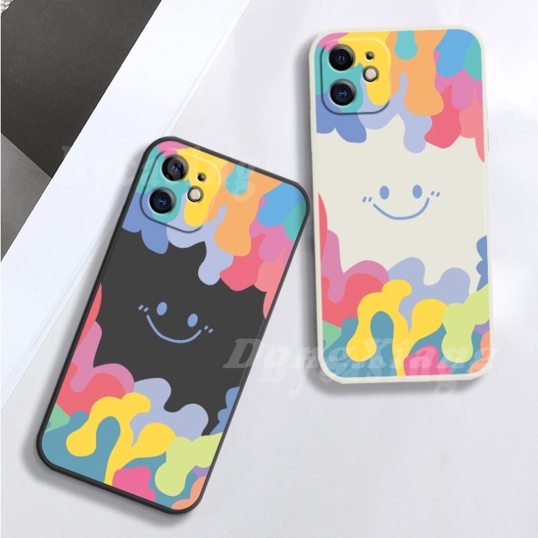 Gradient TPU Case for iPhone 12 Pro Max 12 Mini iPhone11 Pro XR iPhone 6 7 8 Plus iPhone XS Ice Cream Color Smiley Soft Square Silicone Cases DGX