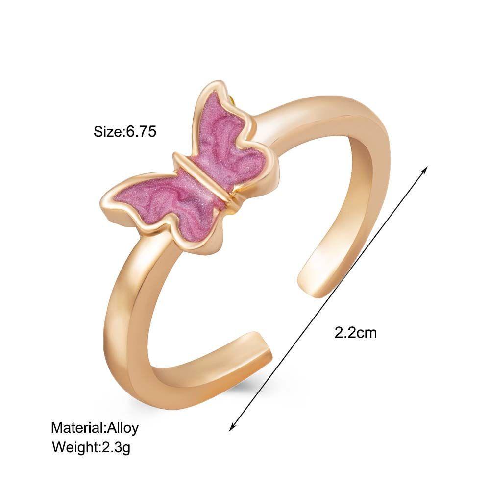 Agustina Kupu-Kupu Cincin Alloy Adjustable Pink Biru Aksesoris Fashion Warna Emas Sliver Color Women Rings