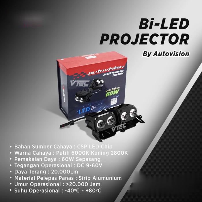 Mini Biled Projector Dua Warna 60W Autovision Garansi