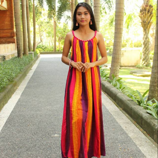 Dress Guli Salur Pelangi Jumbo