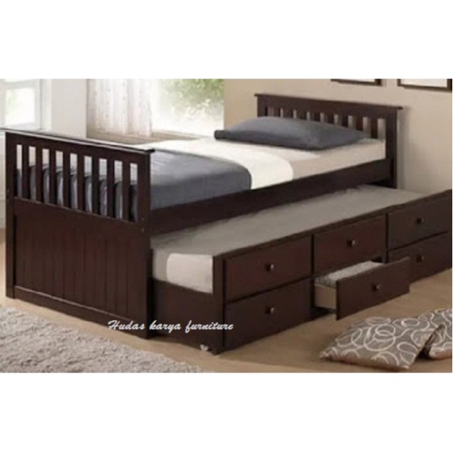 Tempat tidur sorong kayu jati furniture jepara