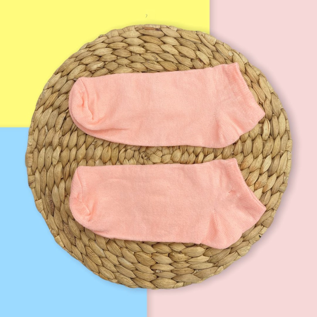 HC Kaos Kaki Wanita Polos Kaos Kaki Pendek Semata Kaki Ankle Bahan Spandex Lembut Cute Short-HC781 PEACH