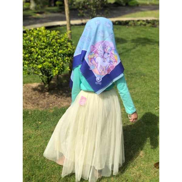 VOAL PRINTING SEGIEMPAT ANAK MOTIF UNICORN CUTE / HIJAB ANAK KARAKTER KUDAPONY / JILBAB ANAK LUCU