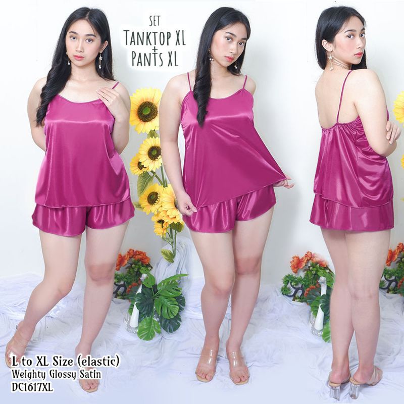 Setelan babydoll wanita sexy baju tidur satin big size jumbo bigsize 1617