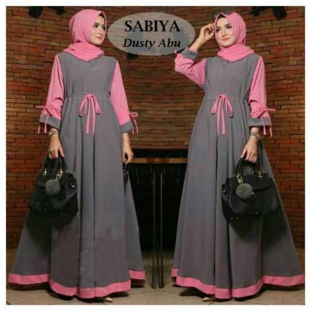 SABIYA SET 2in1, maxi dress muslimah, ready Mint, Abu, salem navy, milo hitam, mocca maroon