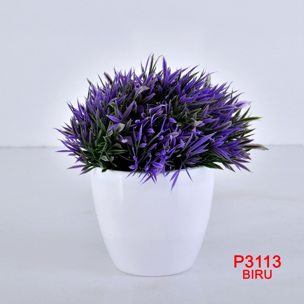 COD / TL88 POT TANAMAN  BUNGA HIAS DEKORASI RUANGAN BUNGA PLASTIK HIAS P3113-BIRU
