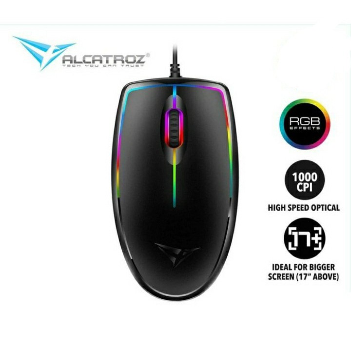 Alcatroz Asic 7 RGB FX Mouse Gaming LED Optical USB Kabel Di Laptop PC Komputer