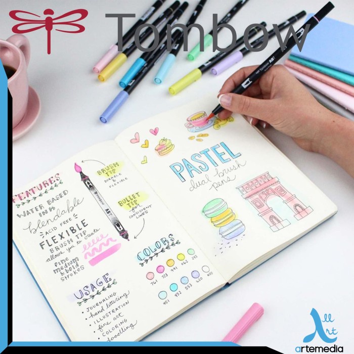 

kaligrafi-perlengkapan- tombow dual brush pens pastel -perlengkapan-kaligrafi.
