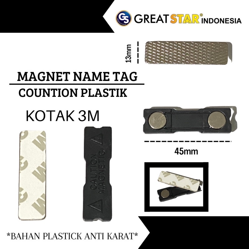 

MAGNET NAME TAG CAUTION PLASTIK KOTAK 45MM X 13MM