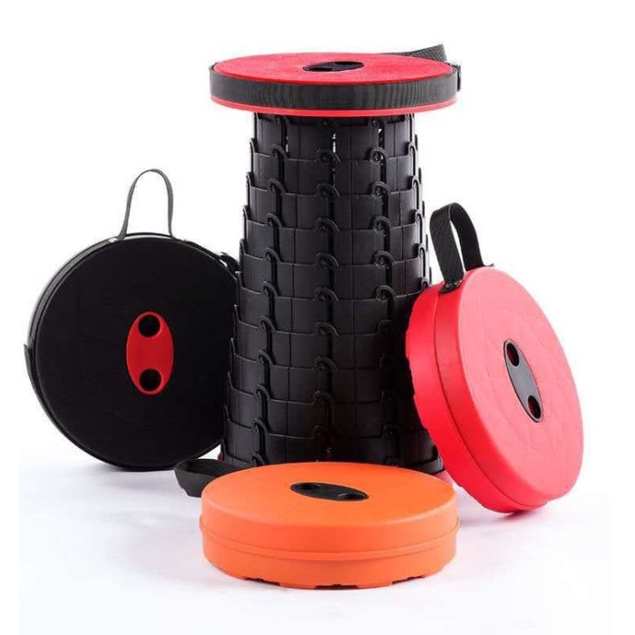 Tas Kursi Bangku Lipat Portable Tarik Teleskopic Folding Bulat Stool