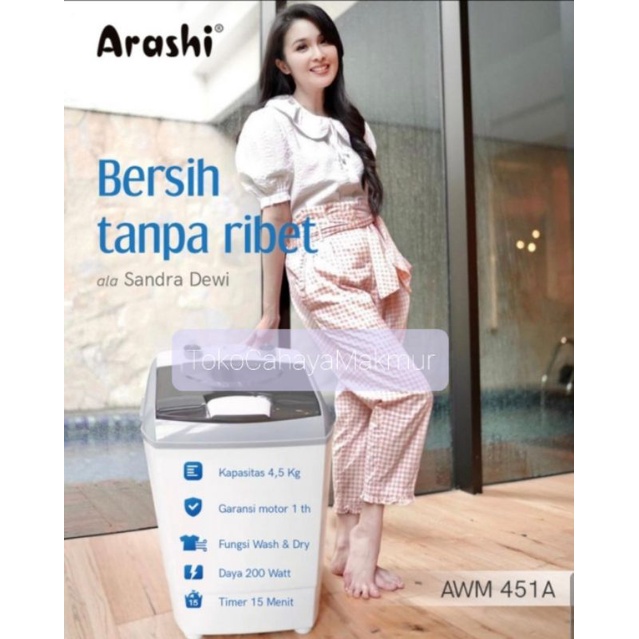 Arashi Washing Machine Portable AWM 451A - Mesin Cuci Portable Laundry