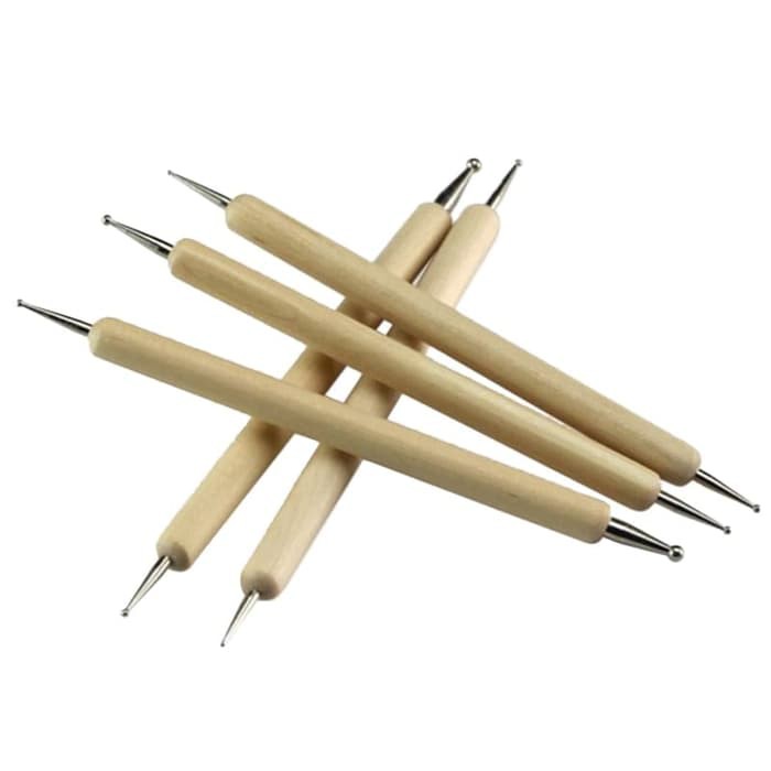 Wood Handle Ball Stylus Carving Pottery Sculpting Tool Set (5pcs)