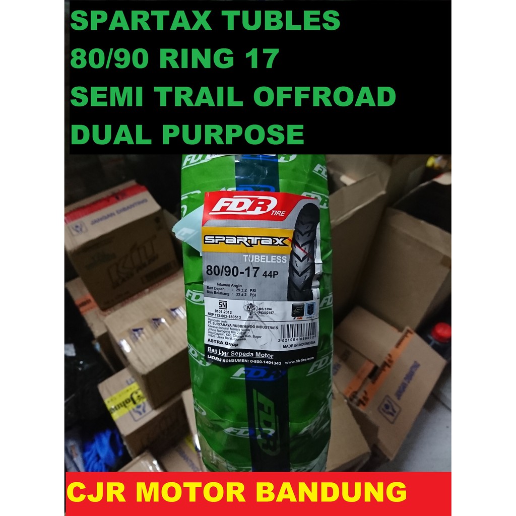 Ban TUBLES Dual Purpose FDR SPARTAX 80/90 ring 17 ban motor bebek satria fu supra revo vega vixion
