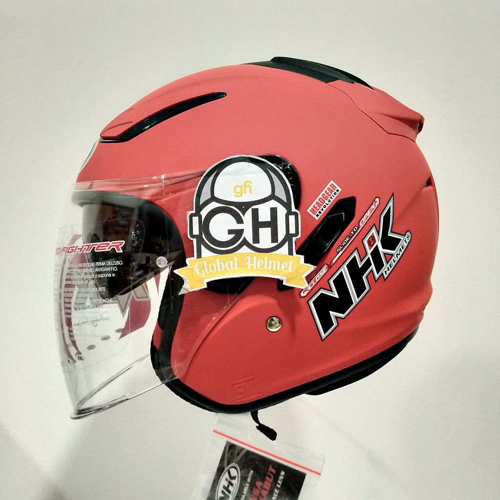 HELM NHK R1 RED DOFF NHK R-1 POLOS SOLID RED DOFF DOUBLE VISOR