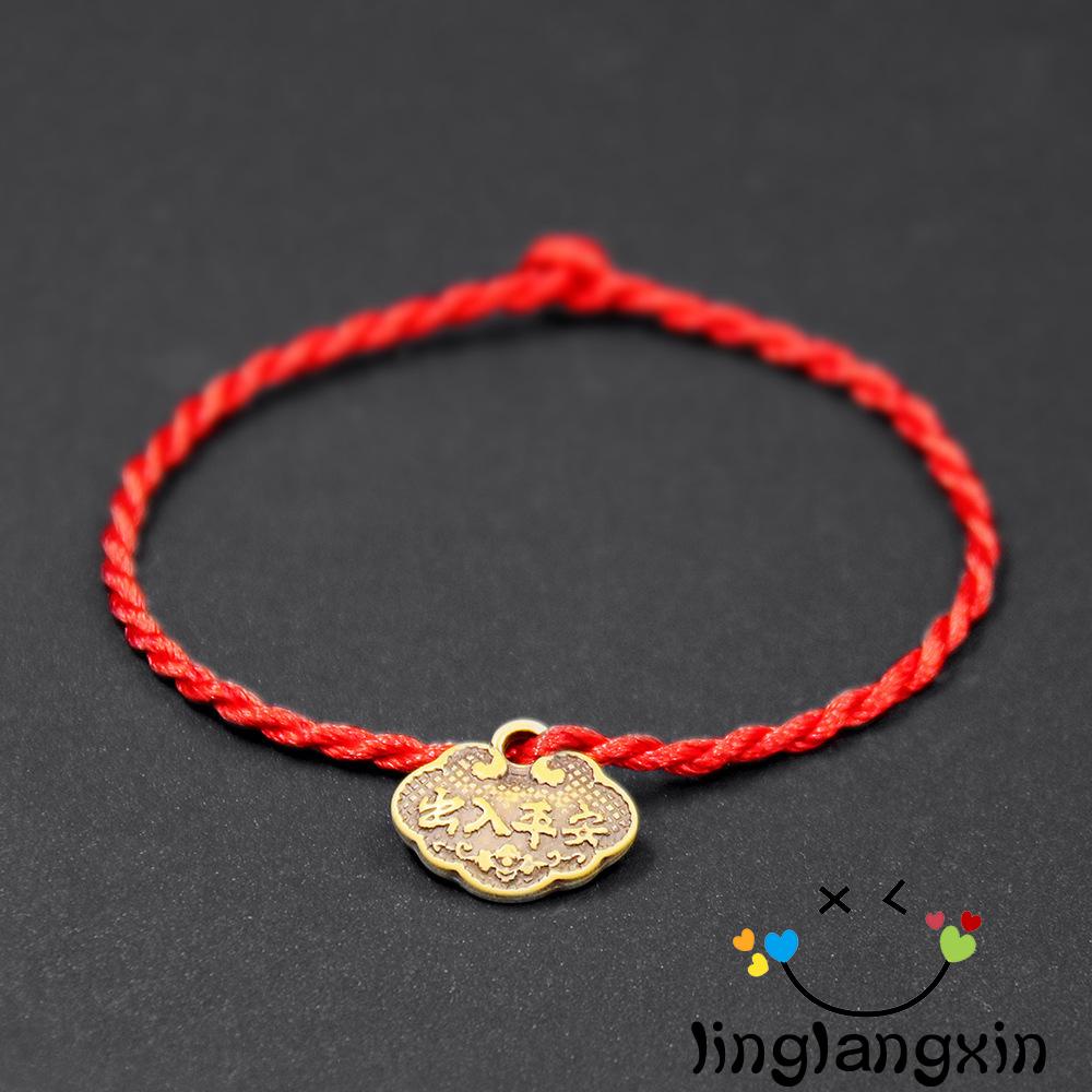 Gelang Tali Warna Merah Aksen Hati Dan Mawar Untuk Dekorasi