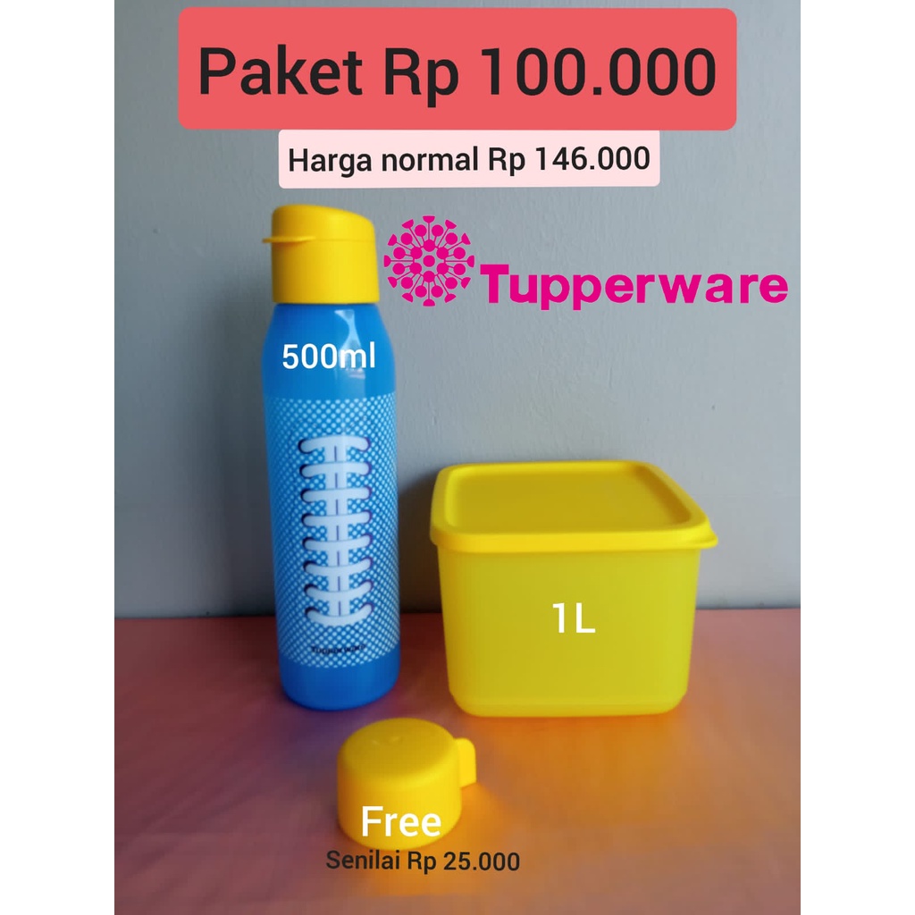 TUPPERWARE FANCY BOTTLE SPORT AND TROPICAL FIESTA FREE TUTUP BOTOL