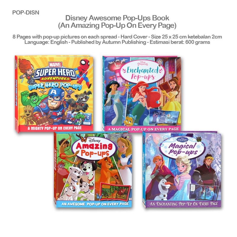Disney Awesome Pop-Ups Book (An Amazing Pop-Up On Every Page) buku pop up princess, marvel avenger