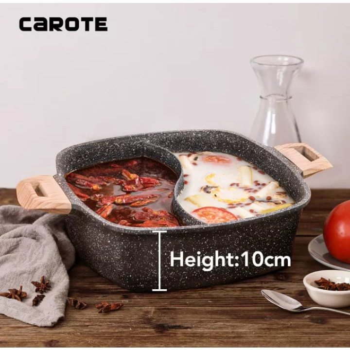 Carote Hotpot Panci Esensial Woody Panci Casserole 2in1 Sekat Panci anti lengket 28cm Lapisan Anti L