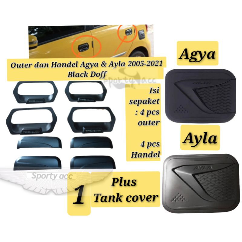 outer dan handel plus tank cover agya ayla black doff