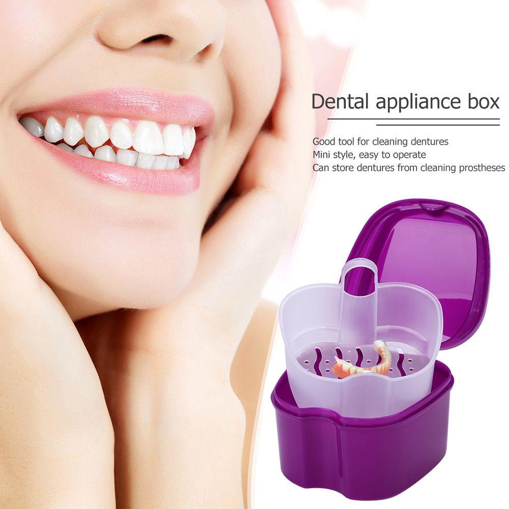 Suyo Kotak Gigi Palsu Case Portable Dengan Jaring Gantung Dental Tray Ortodontik Penahan Kebersihan Mulut