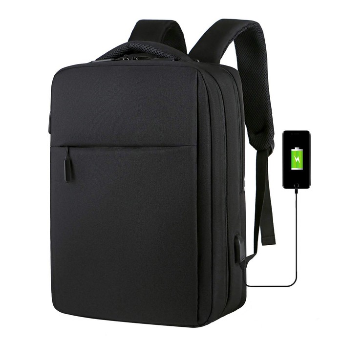 Tas Laptop Backpack Ransel Waterproof with USB Port 14 - 15.6 inch