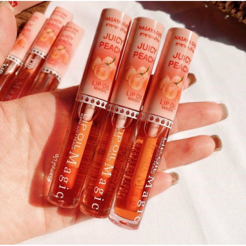 [HASAYA PEACH] LIP OIL Lipgloss Magic Lip Gloss Thailand Lipserum Lip Serum Lip Oil Peach Lip Oil Kosmetik Bibir Pelembab Bibir