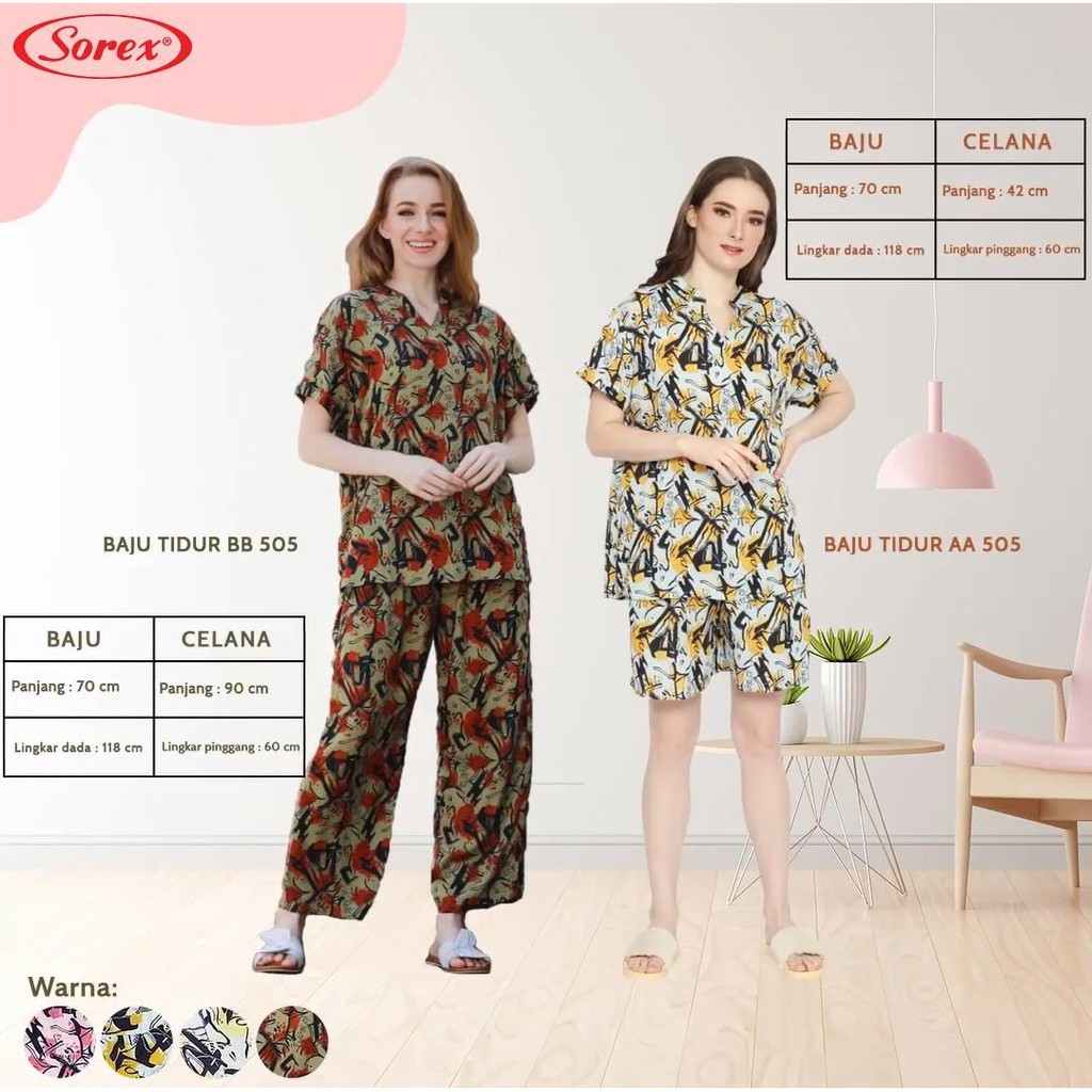 ORIGINAL TERNYAMAN Sorex Baju Tidur Set Atasan + Celana  Chill Series Rayon Premium Piyama Freesize