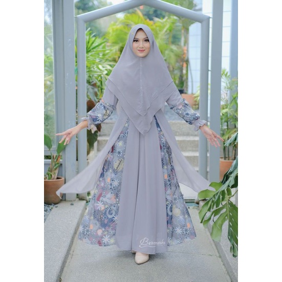 GAMIS SET SYARI ORIGINAL BERMERKS BUSANA MUSLIM WANITA TERBARU GAMIS SYAR'I KHIMAR JUMBO CERUTY BABY