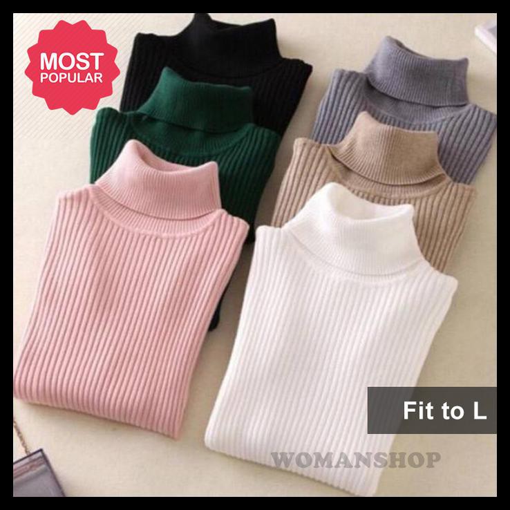 SWEATER RAJUT WANITA TURTLE NECK BAJU RAJUT KOREA WANITA TURTLENECK SL - MAROON