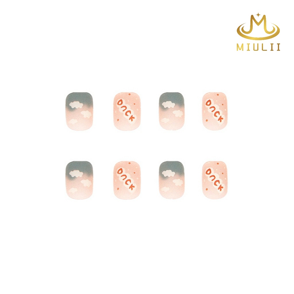 MIULII / KUKU PALSU  A0449  / 24PCS / 3D / NAIL ART / PREMIUM / CUTE / BIRU / FREE LEM JELLY / KUTEK